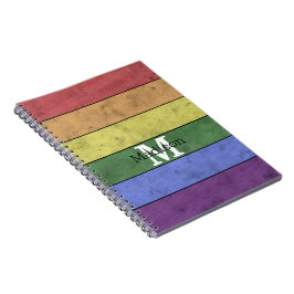 Caderno Espiral Bandeira LGBT vintage orgulho monograma arco-íris