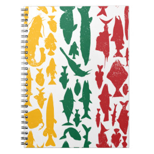 Caderno Espiral Bandeira lituana Feita de Peixe - Design de Pesca