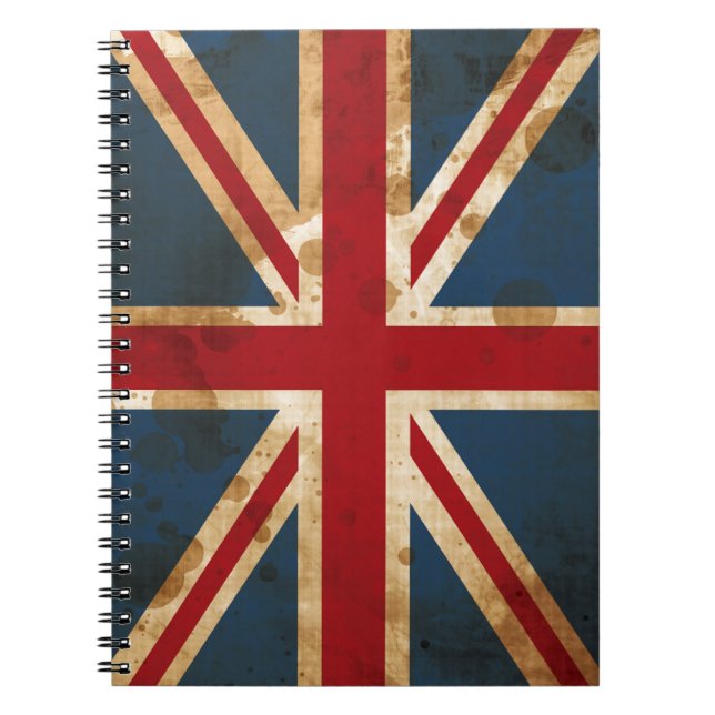 Caderno Espiral Bandeira manchada de Union Jack Reino Unido do (Frente)