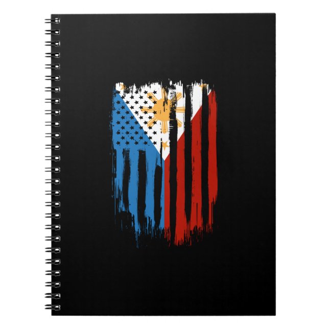 Caderno Espiral Bandeira Metade Americana das Filipinas (Frente)