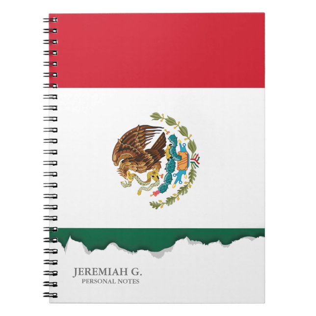 Caderno Espiral Bandeira mexicana clássica (Frente)
