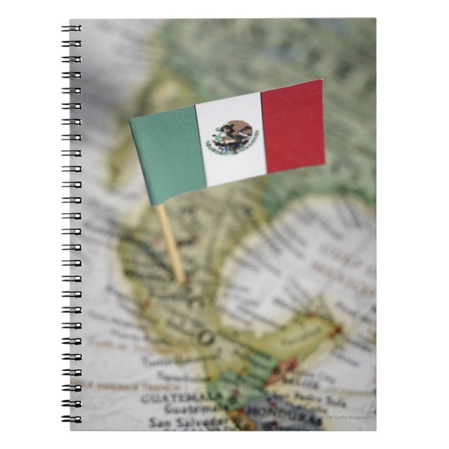 Caderno Espiral Bandeira mexicana no mapa (Frente)