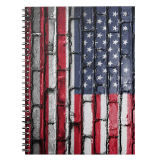 Caderno Espiral Bandeira Patriótica Americana no Muro
