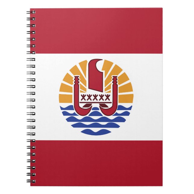 Caderno Espiral bandeira Polinésia Francesa (Frente)