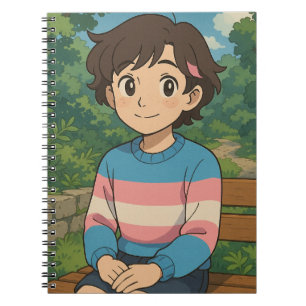 Caderno Espiral Bandeira Transgênero Pessoa Anime LGBTQIA+