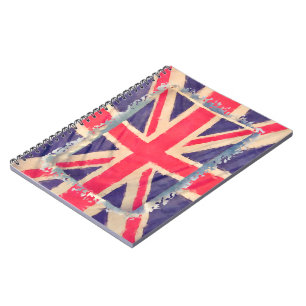 Caderno Espiral BANDEIRA UNION JACK grunge
