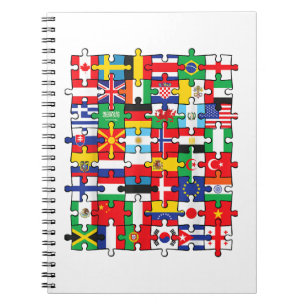 Caderno Espiral Bandeiras de países de bandeira internacional mund