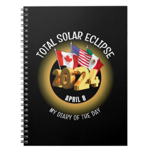 Caderno Espiral Bandeiras do ECLÍPSE SOLAR TOTAL de 2024 personali