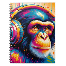 Caderno Espiral Banksy DJ Monkey Gorilla Chimp Art Impressão