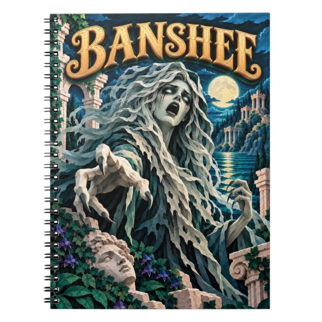 Caderno Espiral Banshee, Monstro de Corte de Papel (Frente)