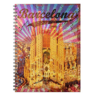 Caderno Espiral Barcelona, Espanha, Poster vintage