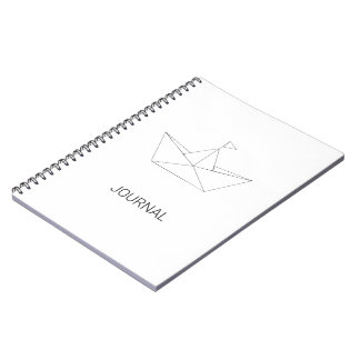 Caderno Espiral Barco de papel fofo minimalista nome personalizado