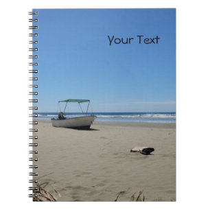 Caderno Espiral Barco de Pesca na Praia (personalizável)