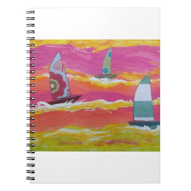 Caderno Espiral Barcos à Vela Coloridos2  (Frente)