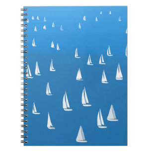 Caderno Espiral Barcos à vela no mar azul profundo - Barcos à vela