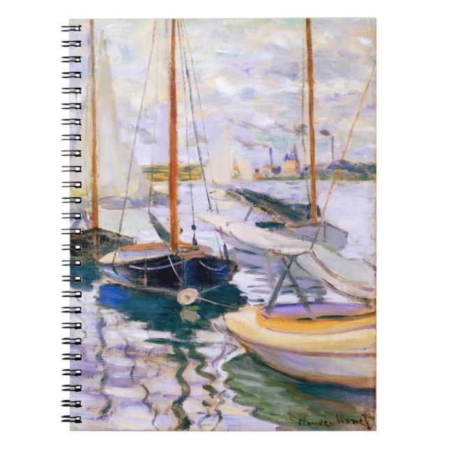 Caderno Espiral Barcos à vela no Sena do Petit Claude Monet (Frente)