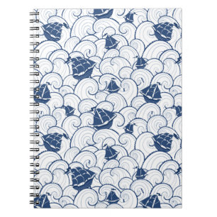 Caderno Espiral Barcos De Navegação No Padrão Marítimo