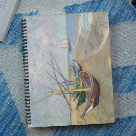 Caderno Espiral Barcos de pesca na praia por Vincent Van Gogh,