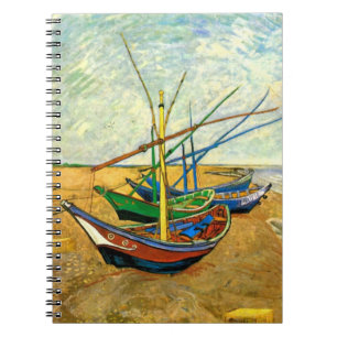 Caderno Espiral Barcos de pesca Van Gogh na praia em Saintes Marie