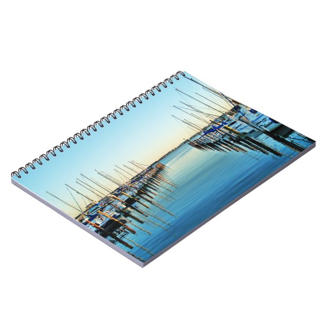 Caderno Espiral Barcos na Marina por Shirley Taylor (Left Side)