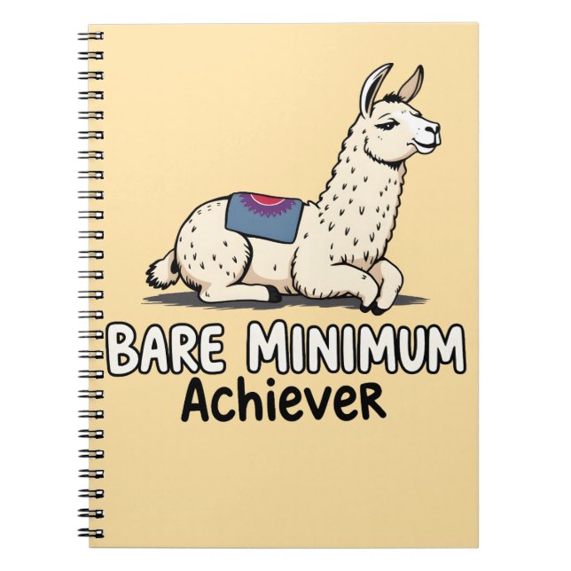 Caderno Espiral Bare Minimum Achiever Funny Llama Lazy Humor  (Frente)
