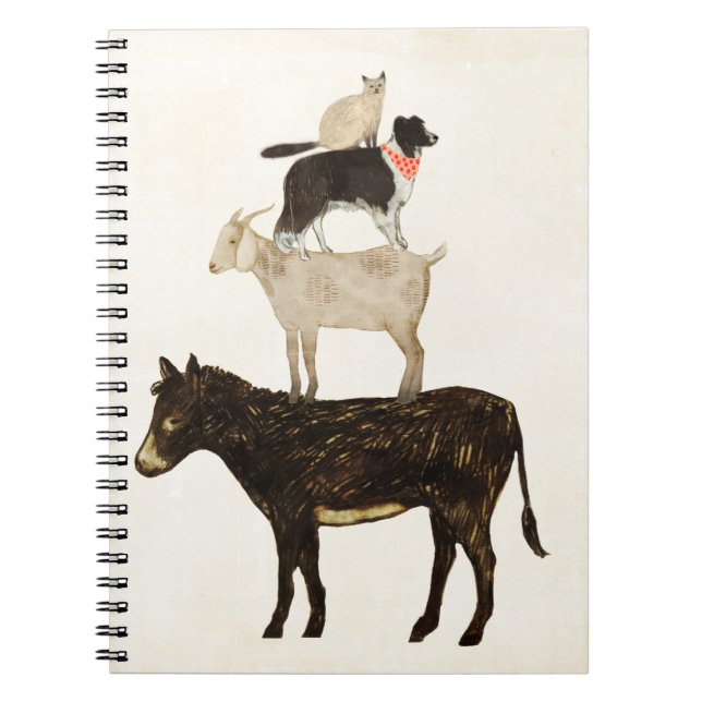 Caderno Espiral Barnyard Buds - Donkey, Goat, Dog, Cat (Frente)