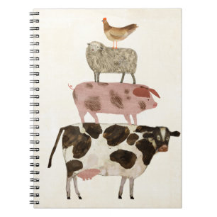Caderno Espiral Barnyard Buds - Vaca, Porco, Ovelha e Hen