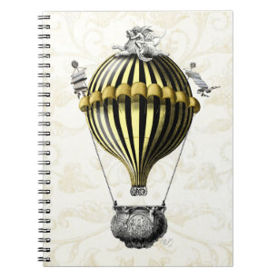 Caderno Espiral Barroco Balão Negro Amarelo