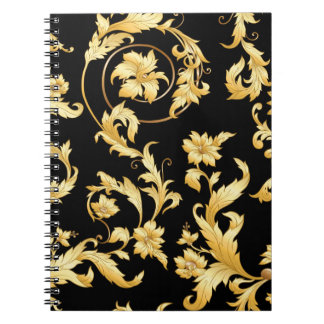 Caderno Espiral Barroco Rococo, Padrão Floral Vitoriano.