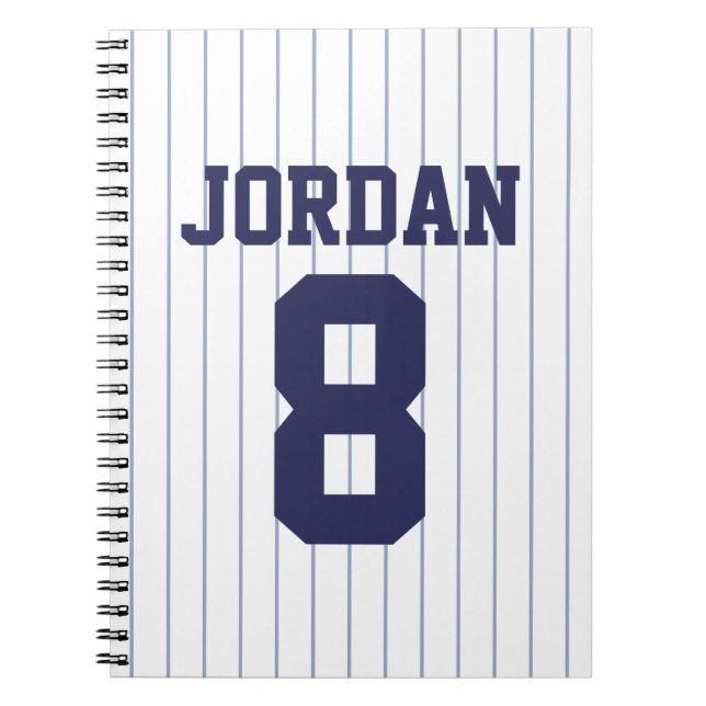 Caderno Espiral Baseball Jersey com nome e número personalizados (Frente)