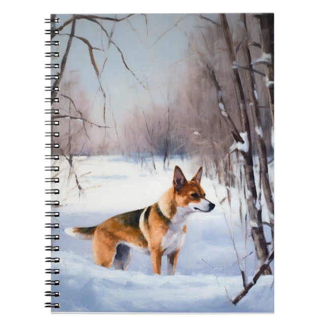 Caderno Espiral Basenji Deixe Nevar Natal (Frente)