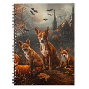 Caderno Espiral Basenji Halloween Night Doggy Delight