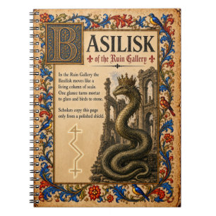Caderno Espiral Basilisco, Arte do Bestiário Medieval