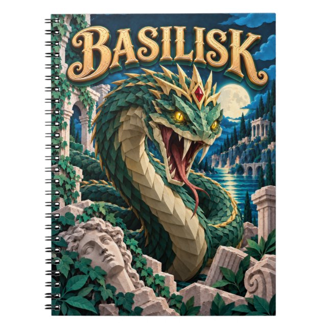 Caderno Espiral Basilisco, Monstro de Corte de Papel (Frente)