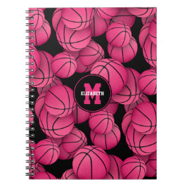 Caderno Espiral basquete personalizado preto rosa-quente