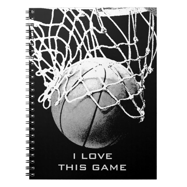 Caderno Espiral Basquete preto e branco Eu adoro este notebook de  (Frente)