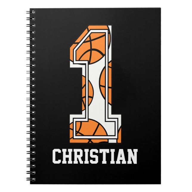 Caderno Espiral Basquetebol personalizado número 1 (Frente)
