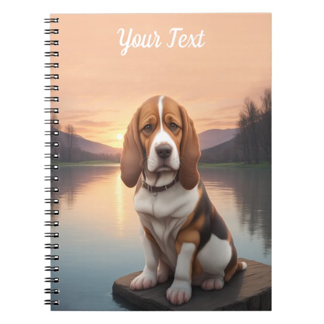 Caderno Espiral Basset Hound pelo Lago (Frente)