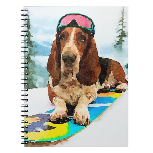 Caderno Espiral Basset hound snowboard (Frente)