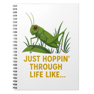 Caderno Espiral "Basta Hoppin' Engraçada Arte Gafanhota"