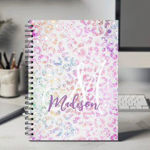 Caderno Espiral Bastante iridescente Monograma da impressão digita
