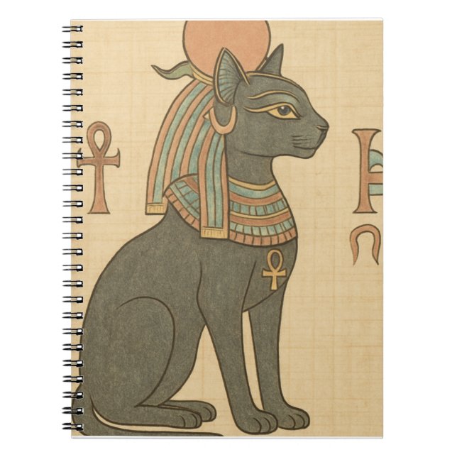 Caderno Espiral Bastet Egípcio Deusa Espiral Notebook (Frente)