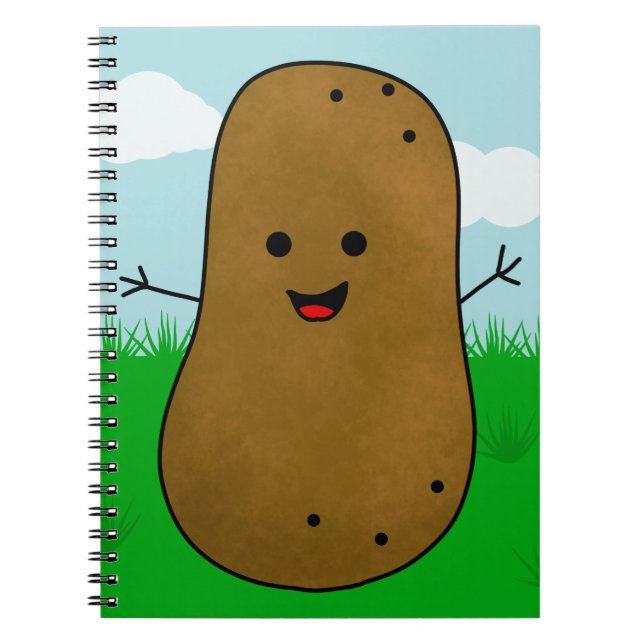 Caderno Espiral Batata Feliz Fofa no Jardim (Frente)