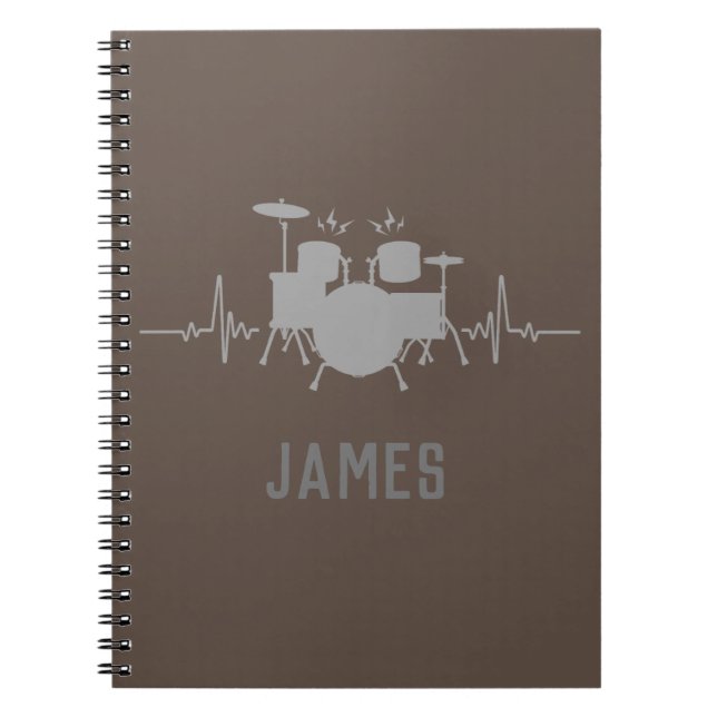 Caderno Espiral Bateria de Coração de Tambores Personalizados - Ba (Frente)