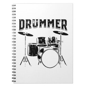 Caderno Espiral Baterista Drums Instrumento Musical Idea Dotada