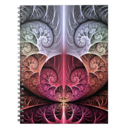 Caderno Espiral Batida cardíaca, Abstrato Surreal Fantasy Arte Fra