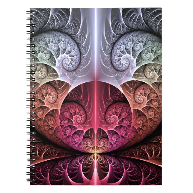 Caderno Espiral Batida cardíaca, Abstrato Surreal Fantasy Arte Fra (Frente)