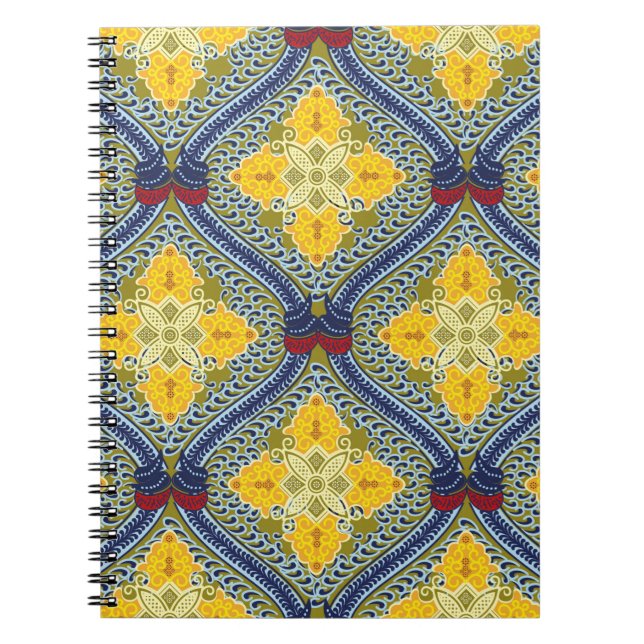 Caderno Espiral Batik Indonésio: é uma técnica de corante resisten (Frente)