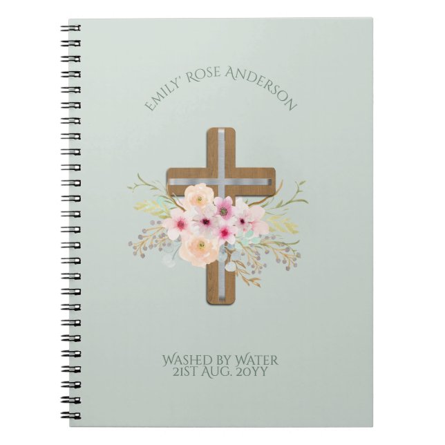 Caderno Espiral Batismo Adulto Lavado por Água Personalizada (Frente)