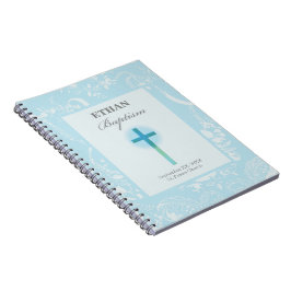 Caderno Espiral Batismo Blue Lace Boy